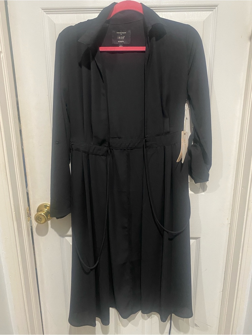 IRIS Black sheer Women's Tie-Waist Duster